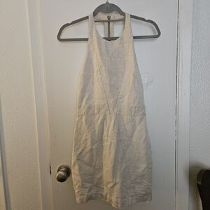 ADDISON Halter Sleeveless Bodycon Aline Dress Linen Cotton Cream Women S EUC